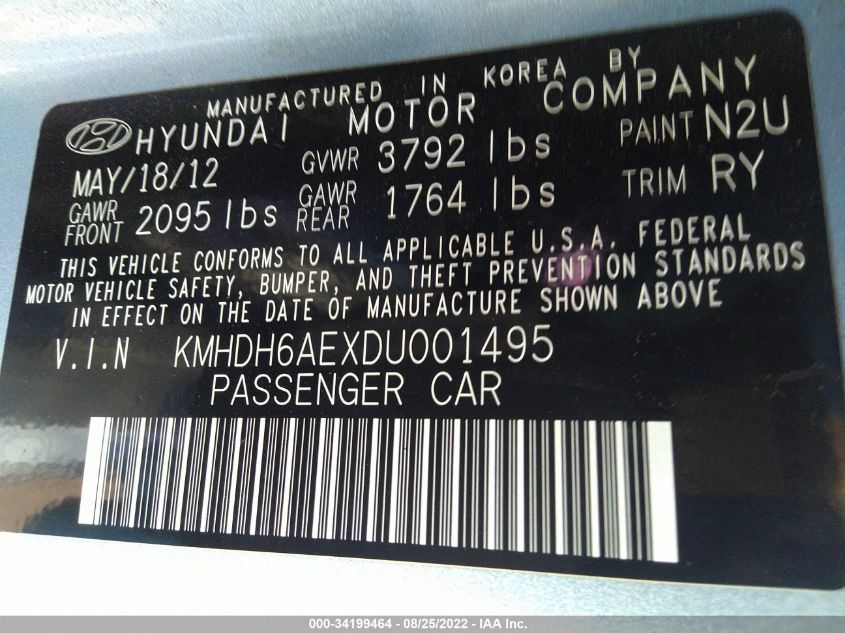 2013 HYUNDAI ELANTRA COUPE SE KMHDH6AEXDU001495