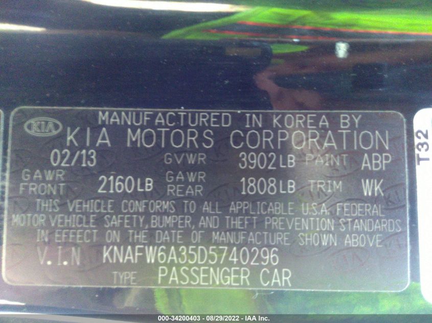 2013 KIA FORTE KOUP SX KNAFW6A35D5740296