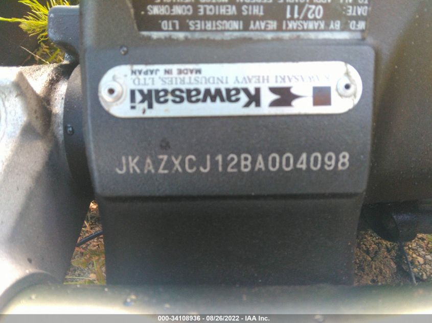 2011 KAWASAKI ZX1000 J JKAZXCJ12BA004098