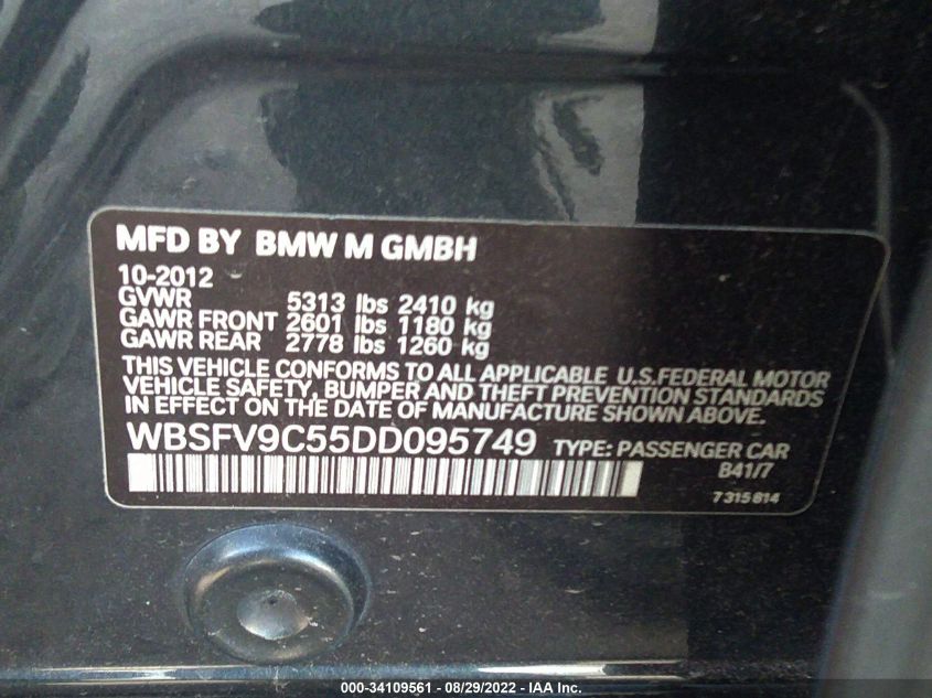 2013 BMW M5 WBSFV9C55DD095749