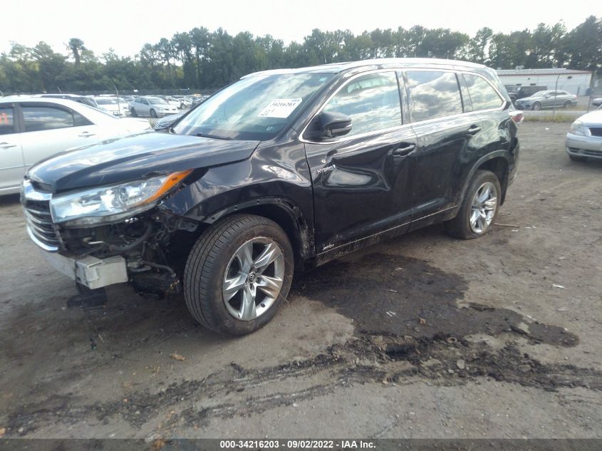 2016 TOYOTA HIGHLANDER HYBRID LIMITED 5TDDCRFH9GS015775