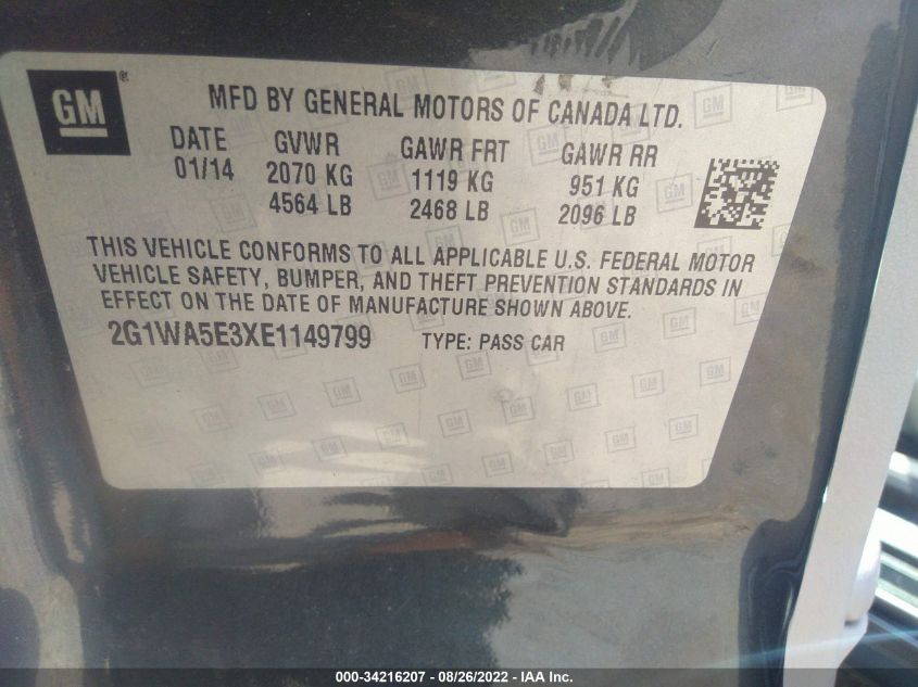 2014 CHEVROLET IMPALA LIMITED LS 2G1WA5E3XE1149799