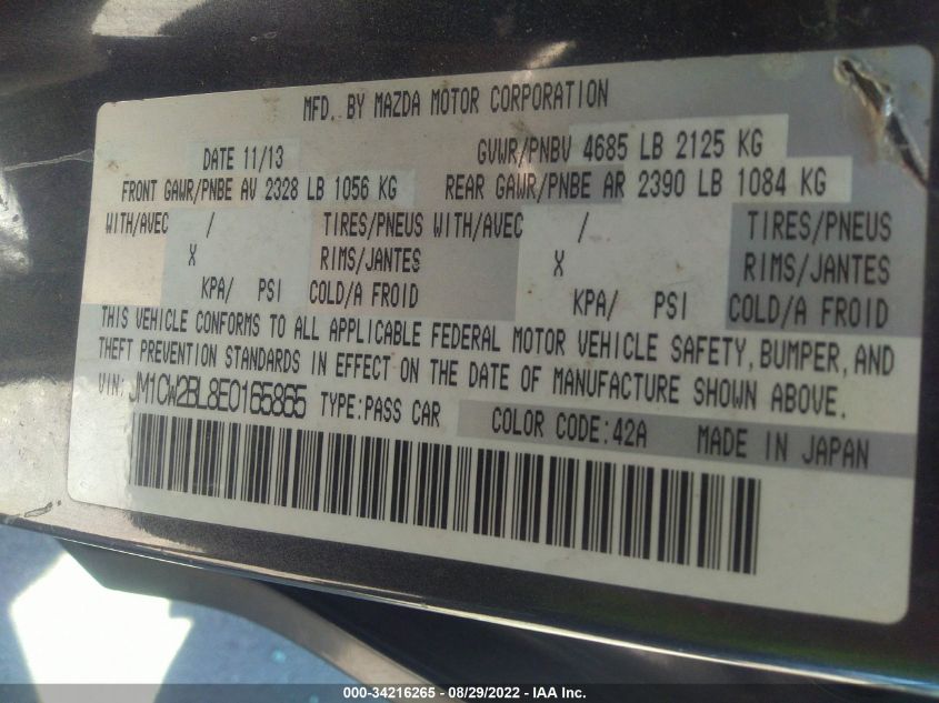 2014 MAZDA MAZDA5 SPORT JM1CW2BL8E0165865