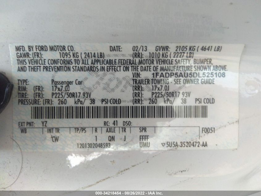 2013 FORD C-MAX HYBRID SE 1FADP5AU5DL525108