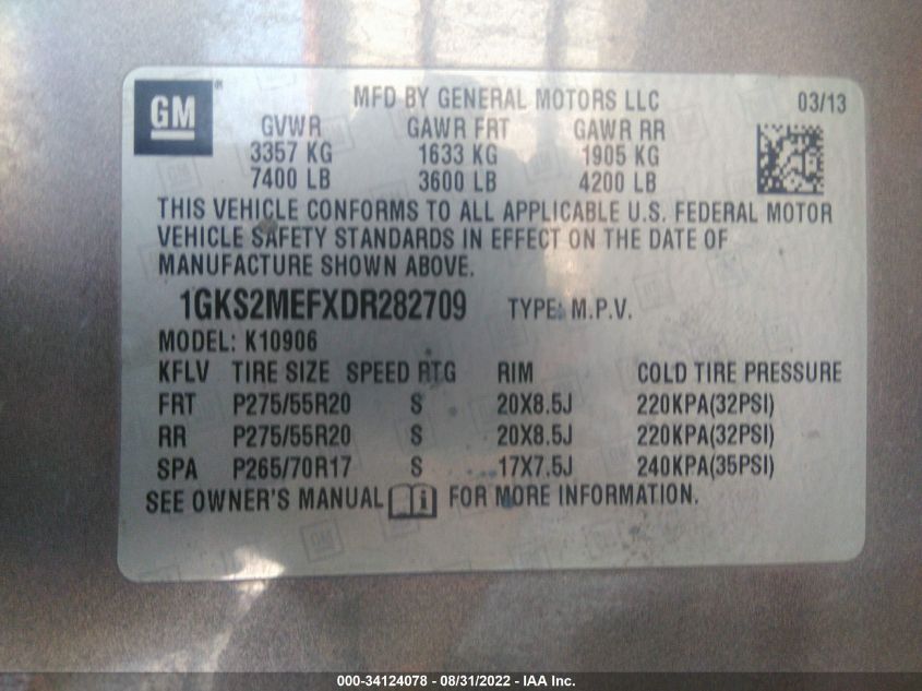 2013 GMC YUKON XL DENALI 1GKS2MEFXDR282709