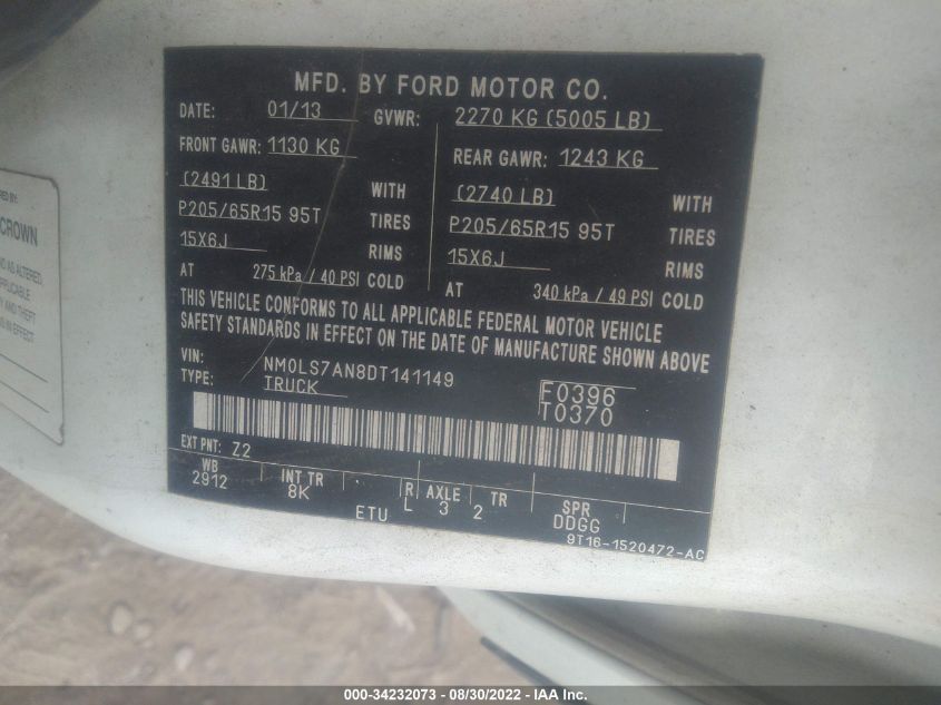 2013 FORD TRANSIT CONNECT XL NM0LS7AN8DT141149