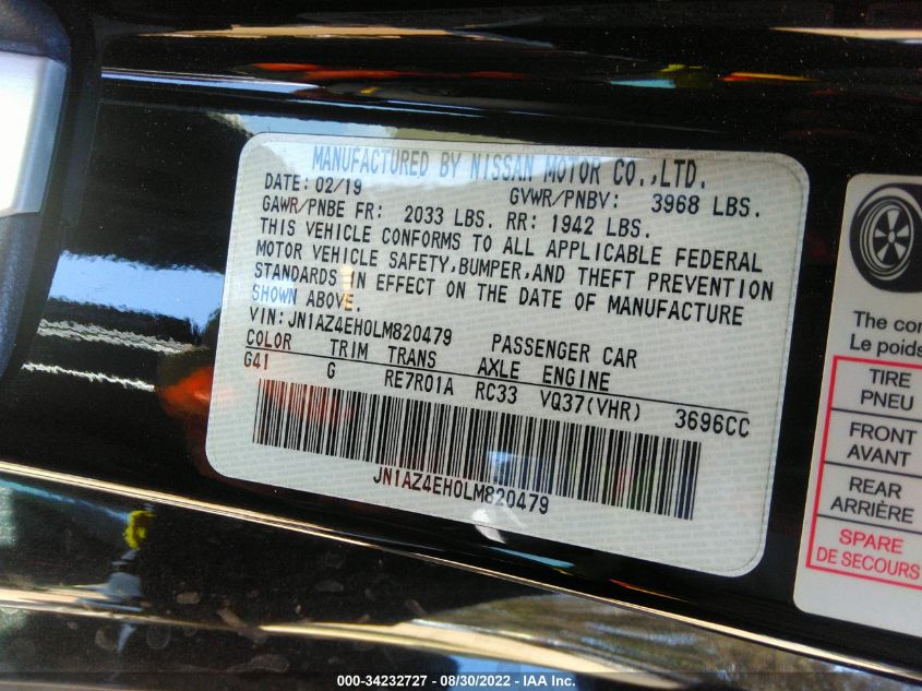 2020 NISSAN 370Z COUPE SPORT TOURING JN1AZ4EH0LM820479