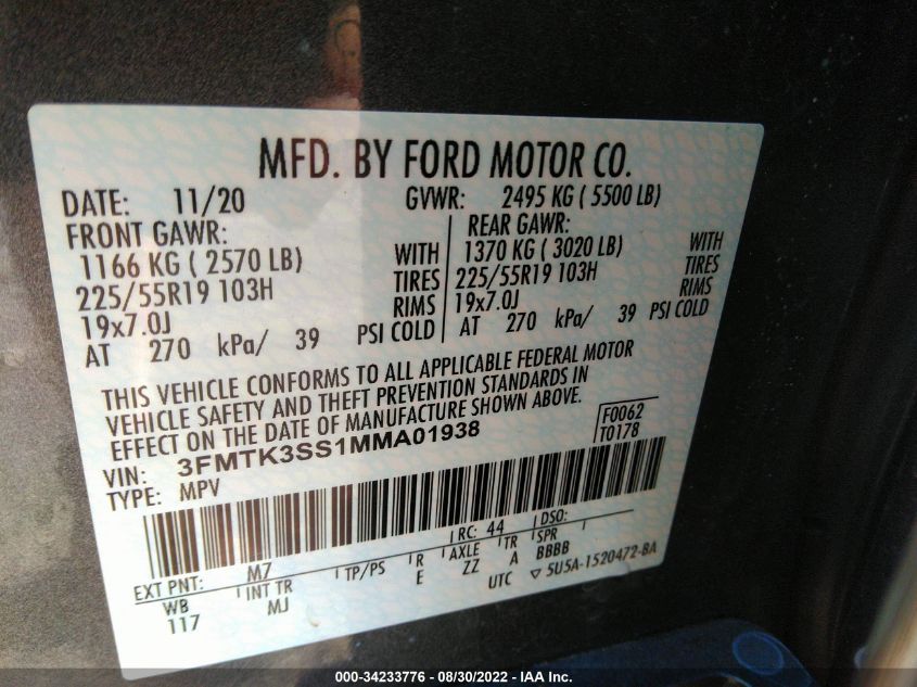 2021 FORD MUSTANG MACH-E PREMIUM 3FMTK3SS1MMA01938