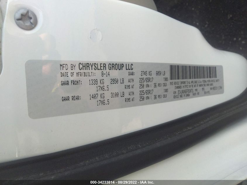 2015 RAM CARGO VAN TRADESMAN 2C4JRGAG6FR530731