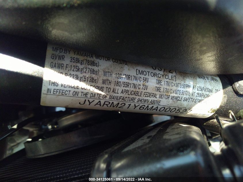 2021 YAMAHA XSR700 C JYARM21Y6MA000527
