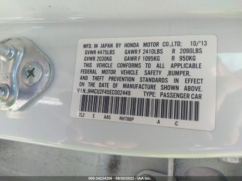 2014 ACURA TSX JH4CU2F45EC002449
