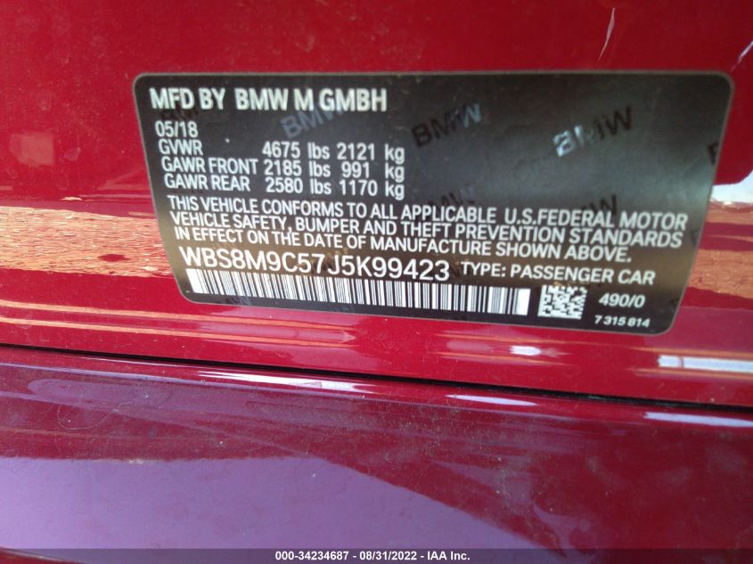 2018 BMW M3 WBS8M9C57J5K99423