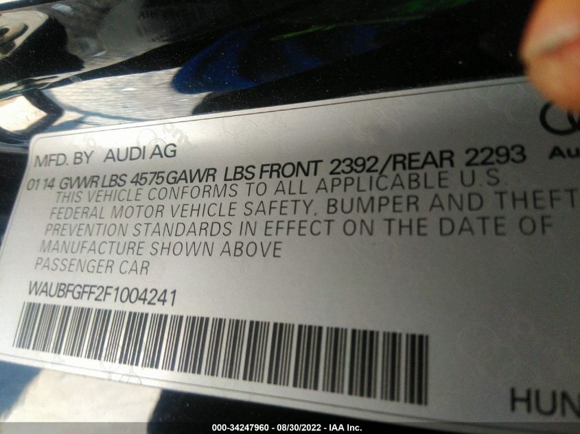 2015 AUDI S3/A3 2.0T PREMIUM WAUBFGFF2F1004241