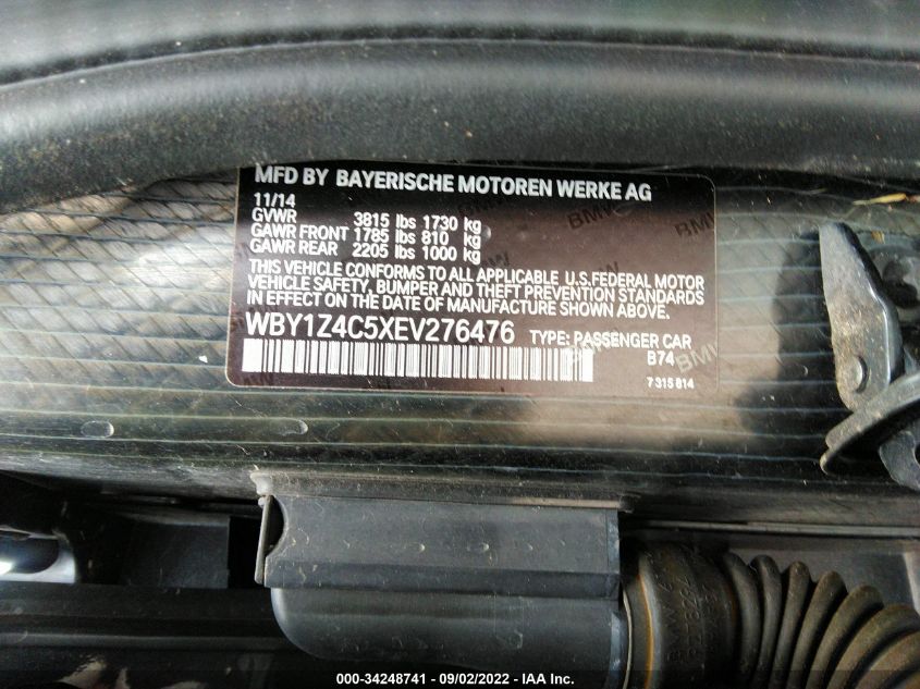 2014 BMW I3 WBY1Z4C5XEV276476