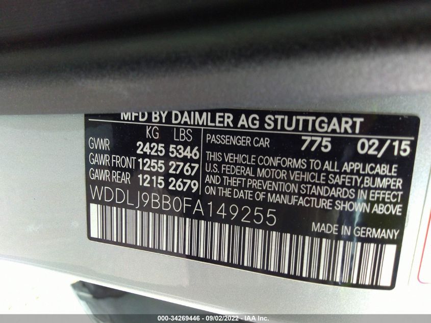 2015 MERCEDES-BENZ CLS-CLASS CLS 550 WDDLJ9BB0FA149255