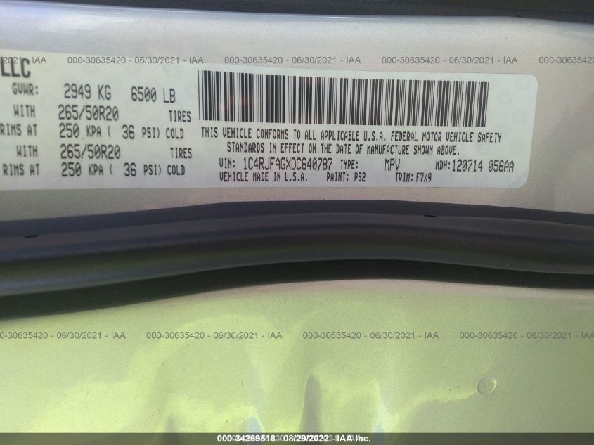 2013 JEEP GRAND CHEROKEE LAREDO 1C4RJFAGXDC640787