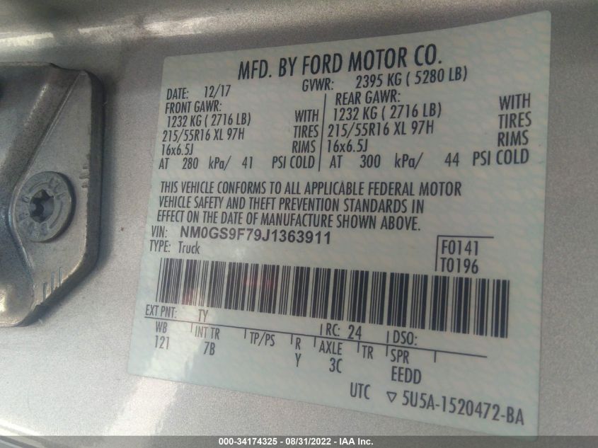 2018 FORD TRANSIT CONNECT WAGON XLT NM0GS9F79J1363911