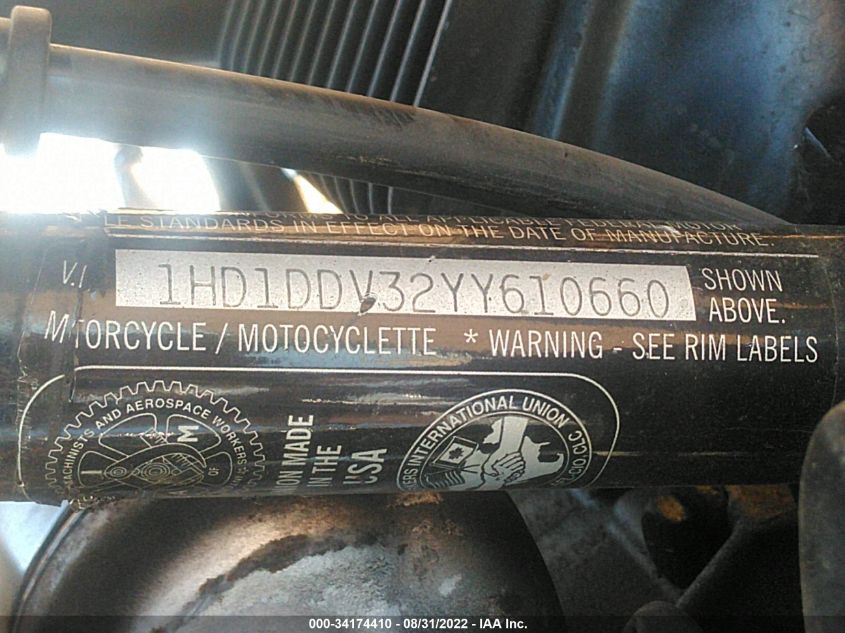 2000 HARLEY-DAVIDSON FLHT 1HD1DDV32YY610660