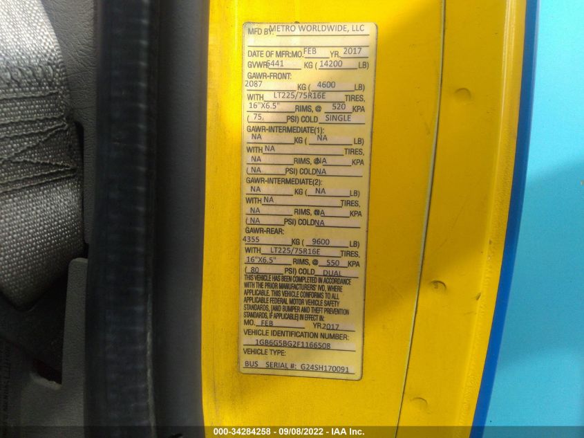2015 CHEVROLET EXPRESS COMMERCIAL 1GB6G5BG1F1167861