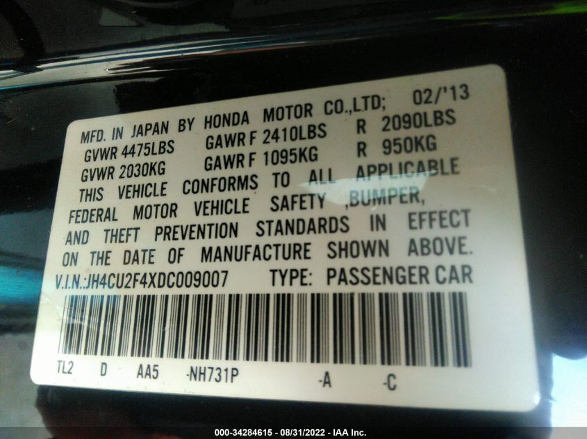2013 ACURA TSX JH4CU2F4XDC009007