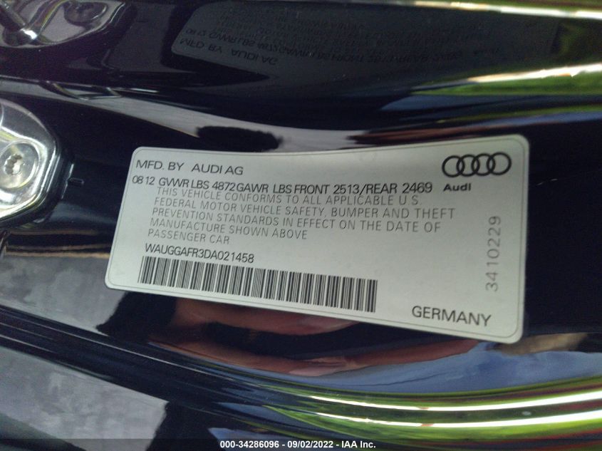 2013 AUDI S5 PREMIUM PLUS WAUGGAFR3DA021458