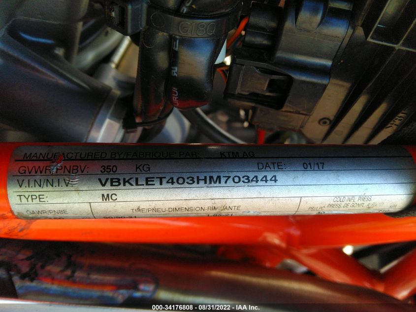 2017 KTM 690 ENDURO R VBKLET403HM703444