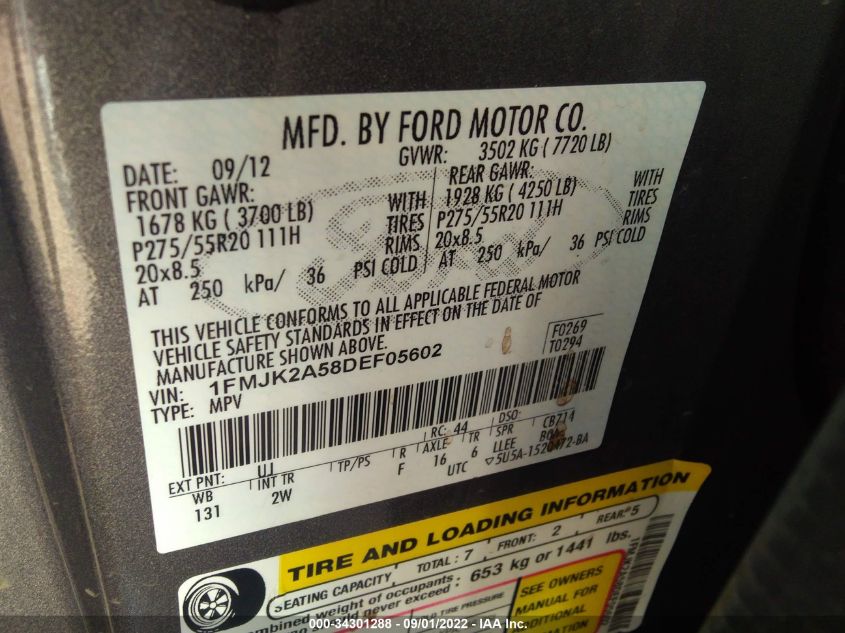 2013 FORD EXPEDITION EL LIMITED 1FMJK2A58DEF05602
