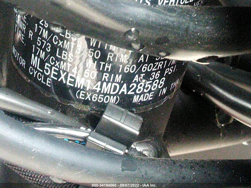 2021 KAWASAKI EX650 M ML5EXEM14MDA28588