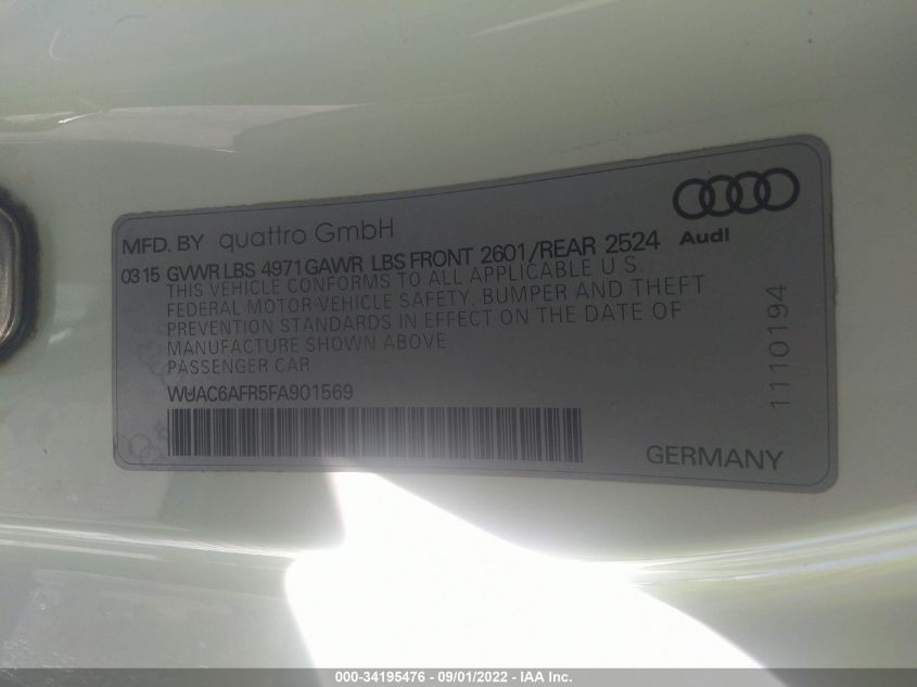 2015 AUDI RS 5 WUAC6AFR5FA901569