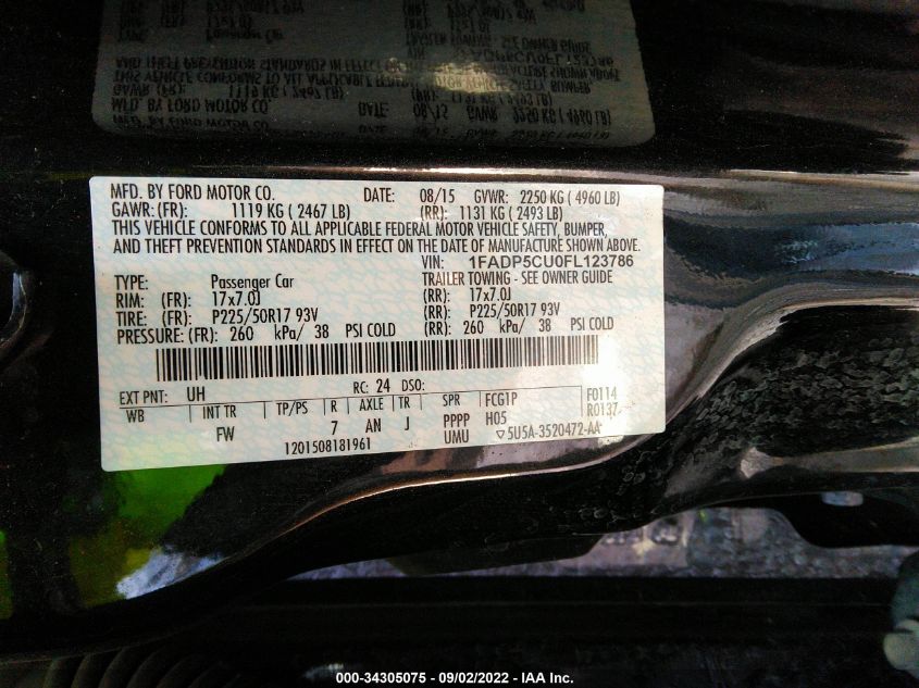 2015 FORD C-MAX ENERGI SEL 1FADP5CU0FL123786