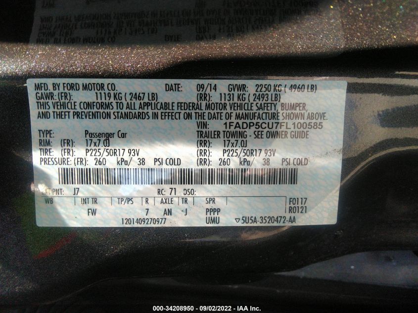 2015 FORD C-MAX ENERGI SEL 1FADP5CU7FL100585