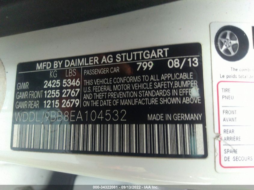 2014 MERCEDES-BENZ CLS-CLASS CLS 550 WDDLJ9BB8EA104532