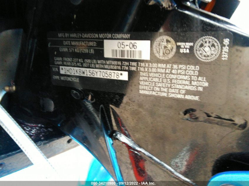 2006 HARLEY-DAVIDSON FLHXI 1HD1KBW156Y705878