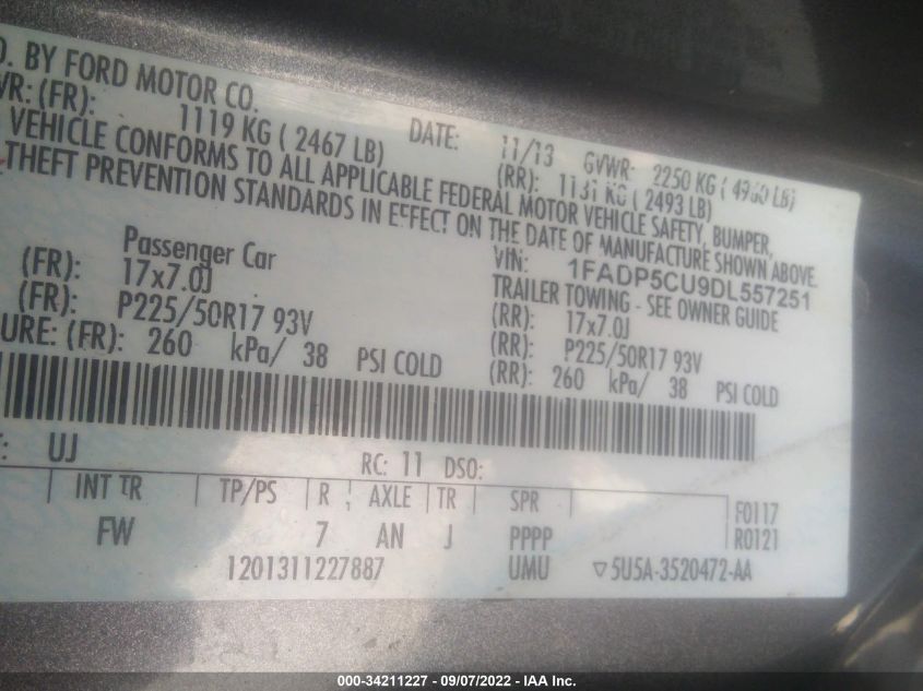 2013 FORD C-MAX ENERGI SEL 1FADP5CU9DL557251