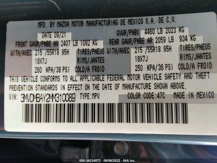 2021 MAZDA CX-30 TURBO 3MVDMBAY2MM310089