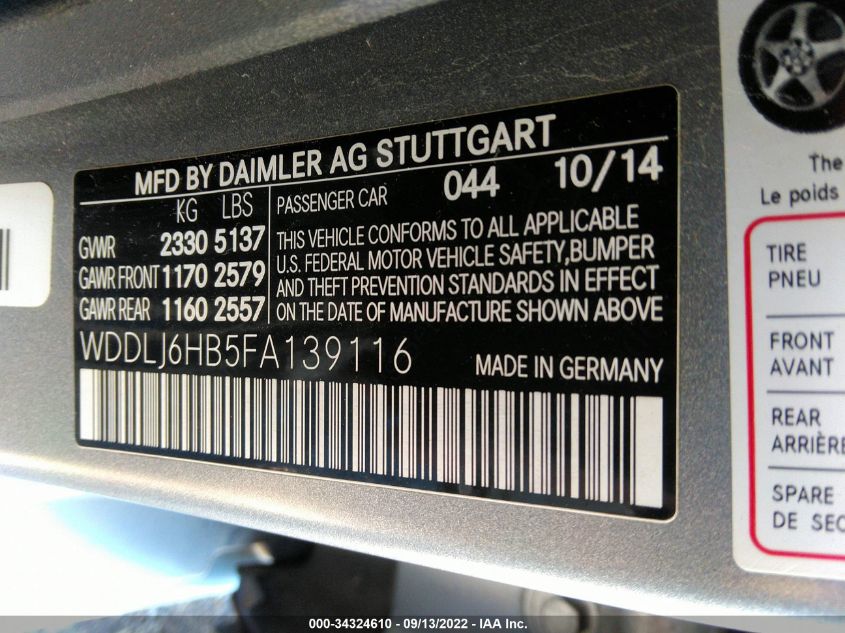 2015 MERCEDES-BENZ CLS-CLASS CLS 400 WDDLJ6HB5FA139116