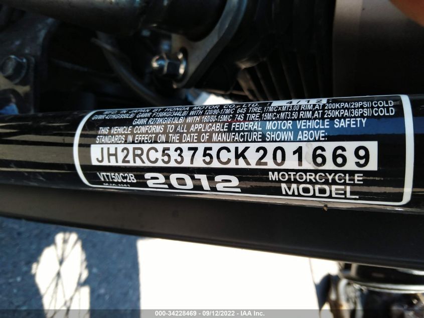 2012 HONDA VT750 C2B JH2RC5375CK201669