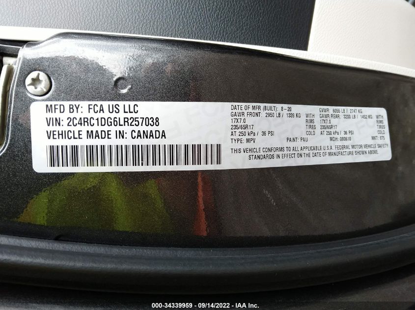 2020 CHRYSLER VOYAGER LXI 2C4RC1DG6LR257038