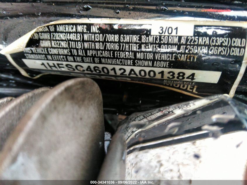 2002 HONDA VTX1800 C 1HFSC46012A001384