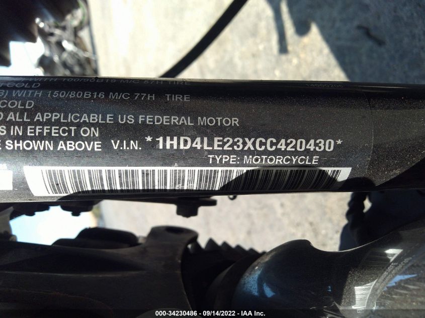2012 HARLEY-DAVIDSON XL883 IRON 883 1HD4LE23XCC420430