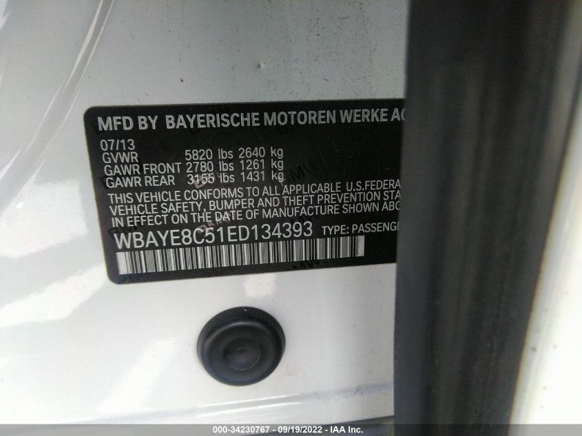 2014 BMW 7 SERIES 750LI WBAYE8C51ED134393