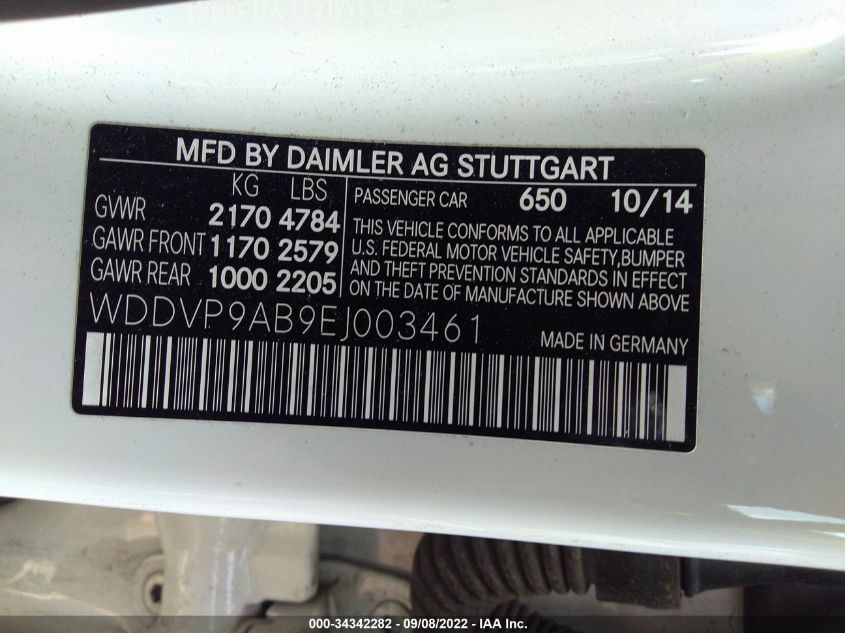2014 MERCEDES-BENZ B-CLASS WDDVP9AB9EJ003461
