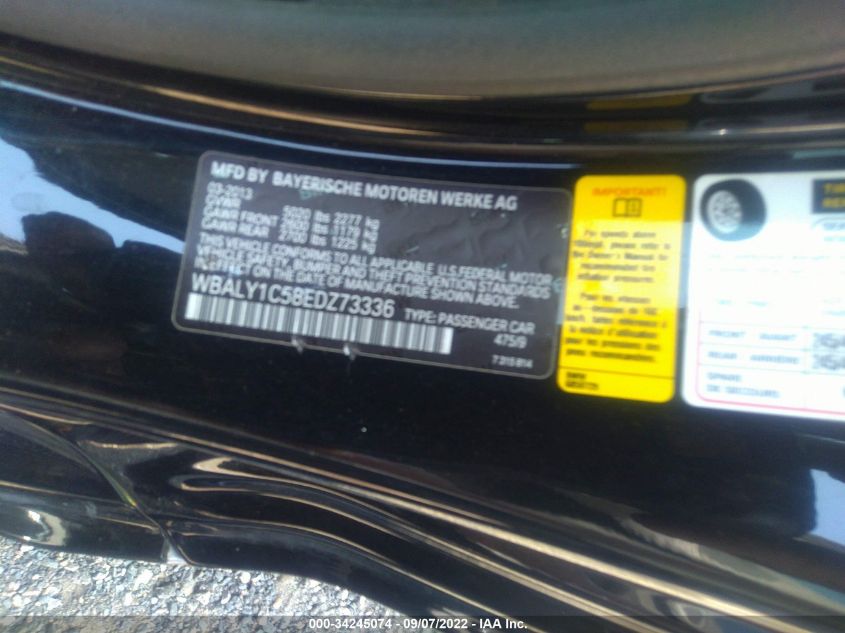 2014 BMW 6 SERIES 640I XDRIVE WBALY1C58EDZ73336