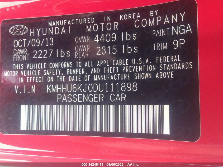 2013 HYUNDAI GENESIS COUPE 3.8 TRACK KMHHU6KJ0DU111898