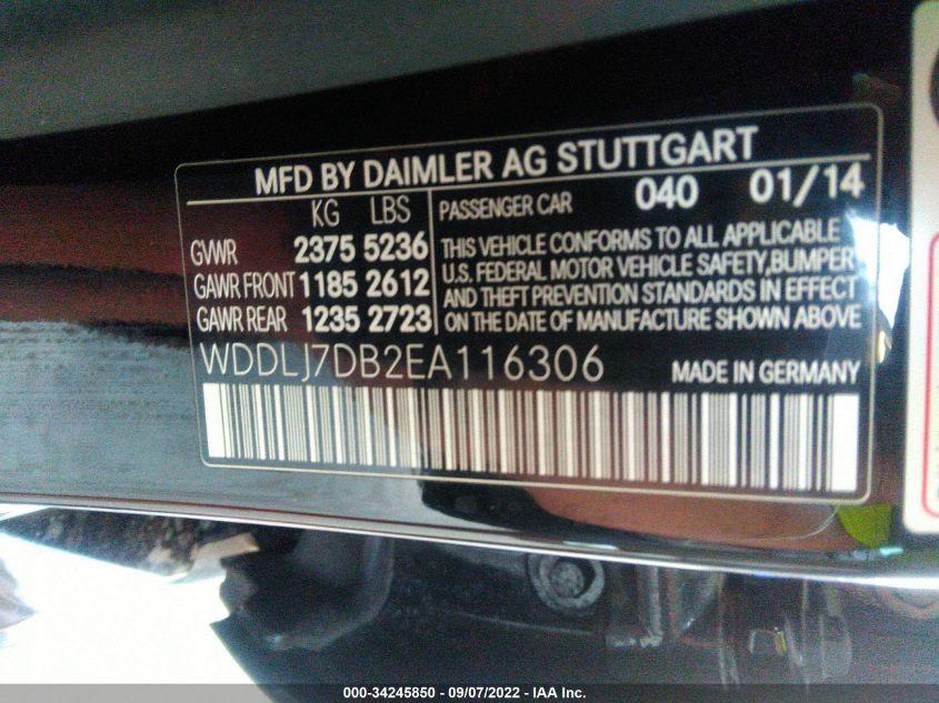 2014 MERCEDES-BENZ CLS-CLASS CLS 550 WDDLJ7DB2EA116306