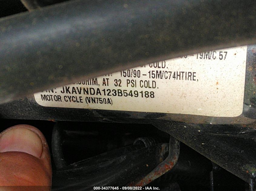 2003 KAWASAKI VN750 JKAVNDA123B549188