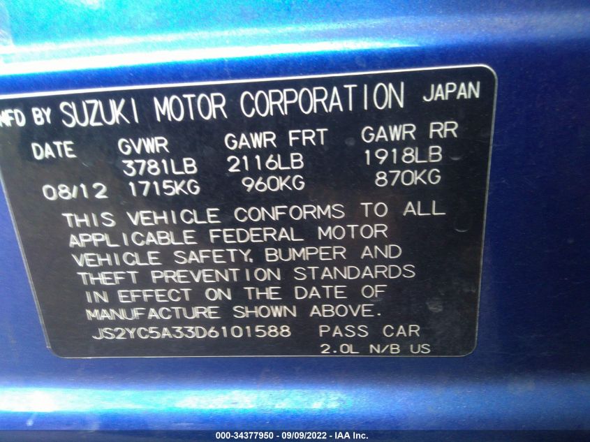 2013 SUZUKI SX4 LE JS2YC5A33D6101588