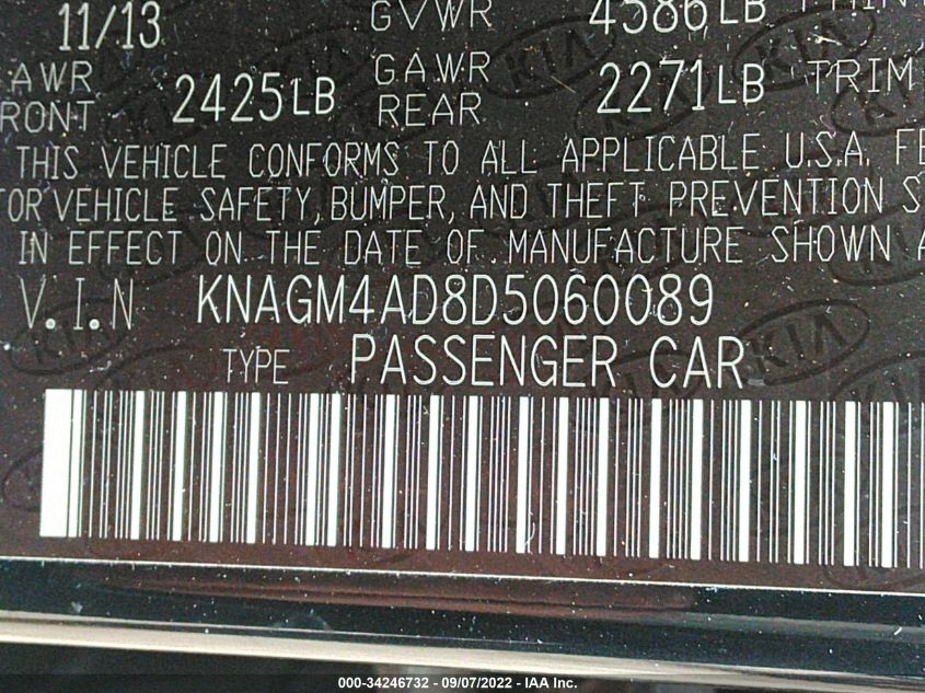 2013 KIA OPTIMA HYBRID EX KNAGM4AD8D5060089