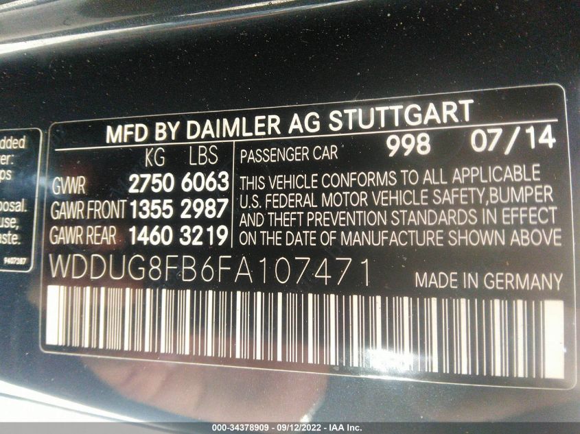 2015 MERCEDES-BENZ S 550 4MATIC WDDUG8FB6FA107471