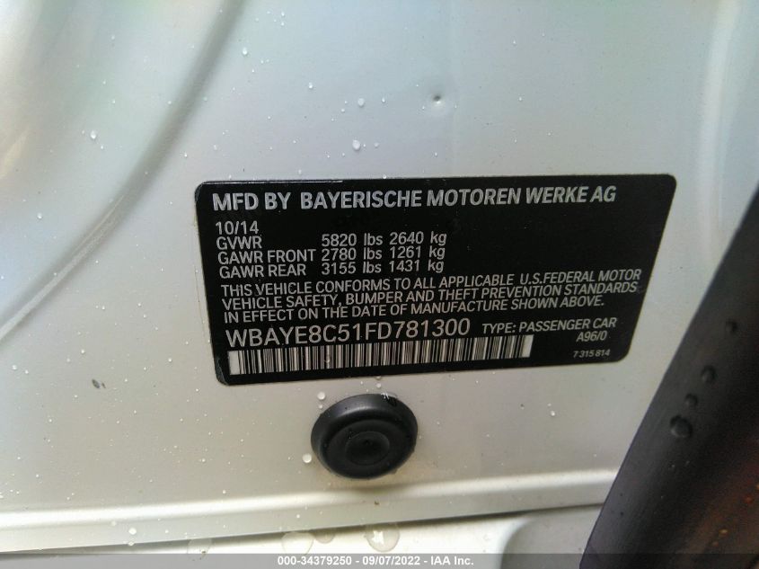 2015 BMW 7 SERIES 750LI/ALPINA B7 WBAYE8C51FD781300